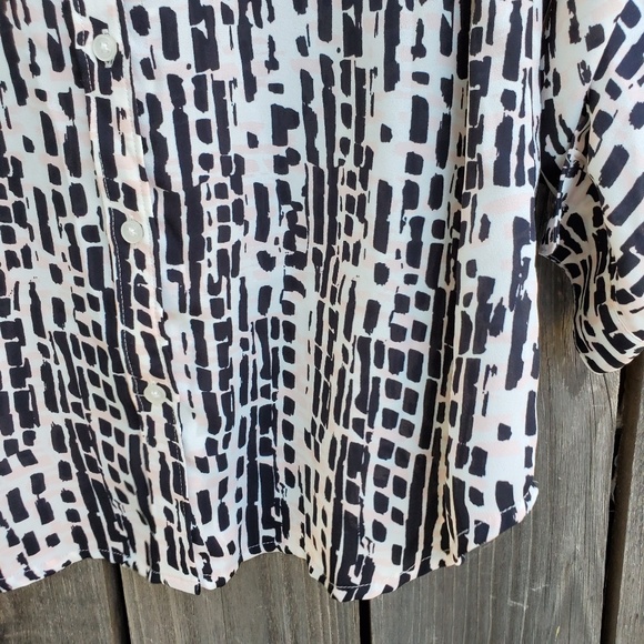 LOFT Black Pink Patterned Semi Sheer Top - Picture 3 of 7